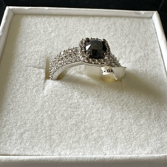 Midnight Black Diamond 10k White Gold  Bridal Set - Size 7 - Picture 3 of 5